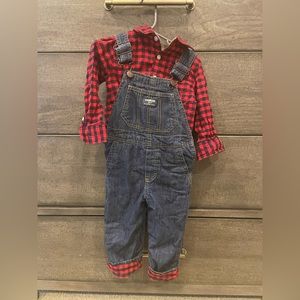 2t Oshkosh overalls with matching button down